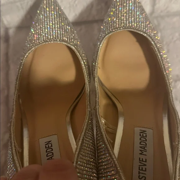 Steve Madden Glittering Silver Women’s Heels Size 7 - Picture 10 of 12